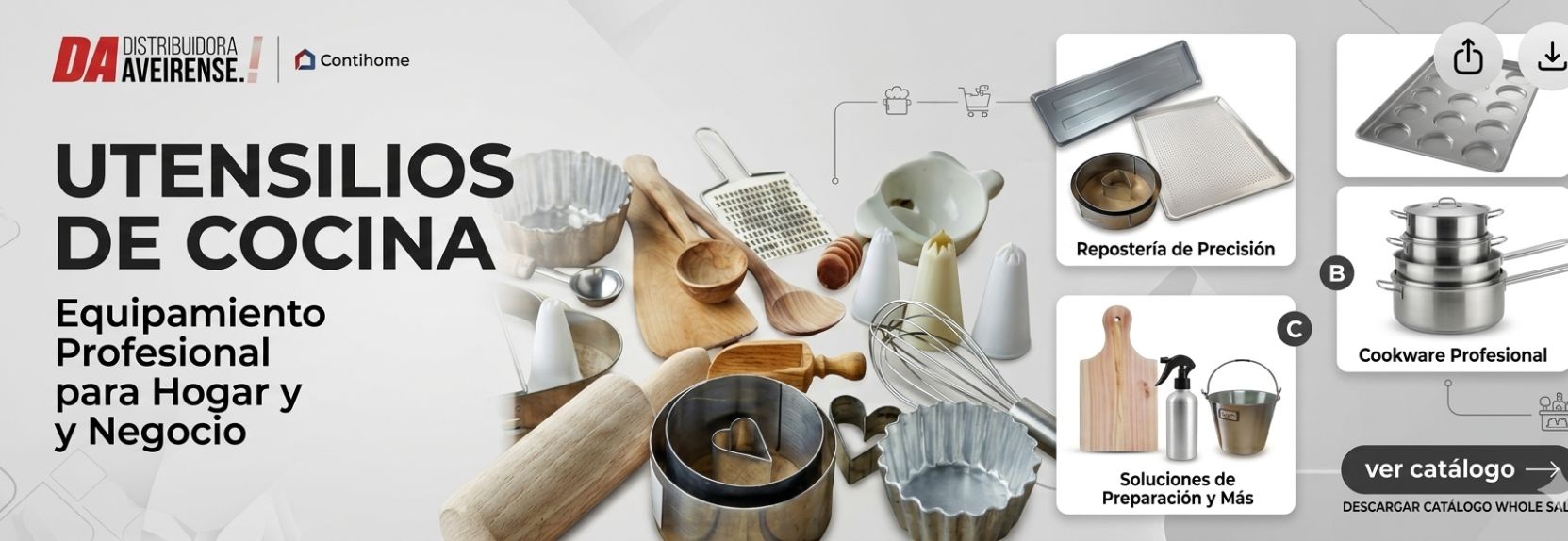 Todo gran plato o postre comienza con las herramientas correctas. En Distribuidora Aveirense te ofrecemos un catálogo completo de utensilios de cocina profesional, diseñados para aportar precisión, durabilidad e higiene a tus preparaciones diarias. Ya sea que manejes una panadería, pastelería, restaurante de alta demanda o busques equipar tu hogar con estándares de calidad superior, contamos con el respaldo de marcas especializadas como Kamhome para garantizar un rendimiento impecable.